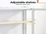 Artiss Buffet Cabinet Sideboard X2 Wall Mounted Clear Display Storage 60cm White AI-SID-WM-3T-WHX2