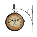 Vintage Double Sided Wall Clock Wall-Mounted 7-inch Retro Train Station Clock Classic Wrought Iron V1370-AZ4-05882