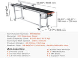 Belt Conveyor, 1498.6 x 198.1 mm Conveyor Table Heavy Duty Stainless Steel Motorized Belt Conveyor V952-PDSSJ59X78INQJ12NV3