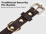 Genuine Leather Dog Collar for Large Dogs, Heavy Duty Thick Solid Power Breeds, Sturdy Adjustable V1259-DP01-A-4630