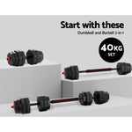 Everfit 40kg Dumbbells Barbell Set Adjustable Dumbbell Weight Lifting DAB-DBS-40KG-AB