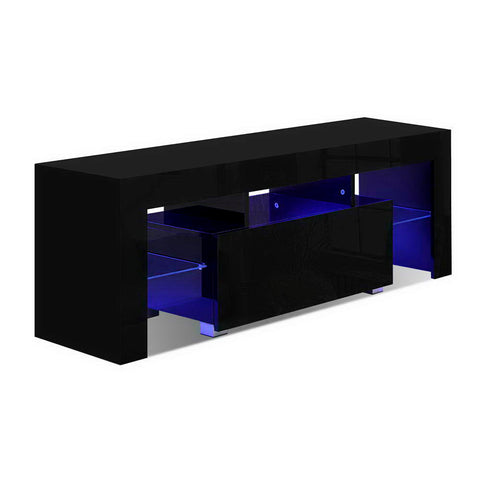 Artiss Entertainment Unit TV Cabinet LED 130cm Black Elo FURNI-L-TV130-BK