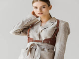 2 Pcs Women Leather Waist Belt Leather Harness Women Fashion Body Chain Adjustable Waist Belt V1258-DP02-C-2204