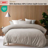 Accessorize Stone 400TC Stone Bamboo Cotton Double Stitched Quilt Cover Set Single V442-HIN-QUILTCS-BAMBOOCOTTON-STONE-SB