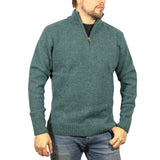 100% SHETLAND RAGG WOOL Half Zip Up Knit JUMPER Pullover Mens Sweater Knitted - Sherwood - XL V563-SW-HZ-SHWD32-XL