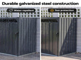 Giantz Bin Shed Triple Wheelie Waste Bins Storage Steel Garden Enclosure Grey SHED-3BIN-STEEL-BK-AB