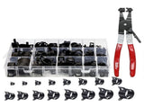 130Pcs 6-25mm Spring Band Clamps with Swivel Clamp Plier Assortment Kit,Constant Tension V1370-AZ4-07570