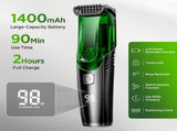 Green Beard & Hair Trimmer with Strong Vacuum Suction and Digital Display - Waterproof Rechargable V888-ELOSUNG45658