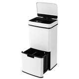 Devanti 72L Sensor Bin Rubbish Bins 4-in-1 Compartment Stainless Steel Trash Can White SB-E-3C-72L-WH