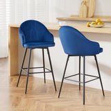 Artiss 2x Bar Stools Velvet Swivel Metal Legs Blue BA-K-9969-BLX2