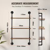 VEVOR Industrial Pipe Shelf 3 Tier 24x7.87in Wall-Mount for Kitchen Bedroom V952-JSGZWJYGHMBHHZ8X0V0