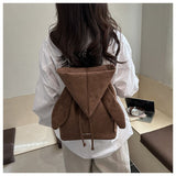 Brown Suede Drawstring Backpack - Lightweight Convertible with Top Handle - Casual Daypack for Women V888-ELOSUNG56322-2