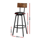 Artiss 4X Industrial Bar Stools Upholstered Counter Chairs Steel Frame Anti-Scratch BA-U-4789-WALX4
