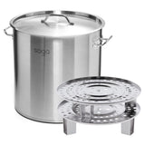 SOGA 21L Stainless Steel Stock Pot with Two Steamer Rack Insert Stockpot Tray STOCKPOT30CM-2XRACK28CM