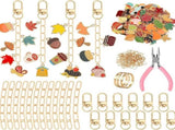 Autumn keychain making set - 60 autumn charms & 12 clips - plus accessories V1188-MS101-00938-1