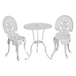 Gardeon 3PC Patio Furniture Outdoor Bistro Set Dining Chairs Aluminium White GB-CALU-3PC-XG1802-WH