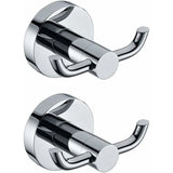 2 Pack Modern Polished Chrome Hooks Solid Brass Double Towel Bar Bathroom Toilet Hat Clothes V1188-MS-227-1384