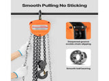 Hand Chain Hoist, 3 Ton Capacity, Manual Chain Block with Upgrade G80 Galvanized Chain, 6 m Lifting V952-SJSLHL3T20FTM28SX001V0
