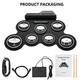 Portable Roll-Up Electronic Drum Seven Pads with Realistic Feel, Silent Practice, Foldable and Easy V1232-BXDZG-001