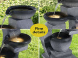 Gardeon Solar Fountain Water Feature Outdoor Fountain Indoor 4-Tier Bowl Cascading Grey FOUNT-MUSHROOM-4LVL-GR