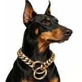Stylish Cuban Link Dog Choke Chain Collar in Premium Stainless Steel Available in Gold, Black, V1341-ZY-39QXRQK8-BLACK-15MM85CM34IN