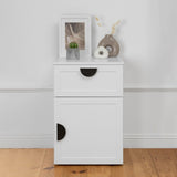 PORTO BEDSIDE TABLE - WHITE - HAMPTONS - HALF MOON BLACK V164-ECS13WHB04B