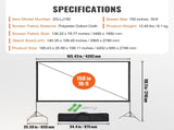 VEVOR Projector Screen with Stand, 150 inch 169 4K 1080 HD Outdoor Movie Screen with Stand, V952-TYPM20ZJSLJ18YCEZV0