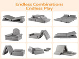 Keezi 12PCS Modular Kids Sofa Play Couch Foam Set with Removable Washable Cover Grey Playroom KID-SOFA-COMP-GY