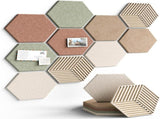 10 Piece Yashumito Hexagonal Felt Pinboard Tiles with 50 Adhesive Tabs, 30 x 26 cm V1237-ZY-818-144