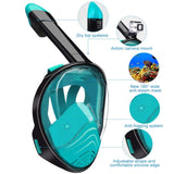 Blue Full Face Snorkel Mask Swimming Breath Dry Diving Goggle Scuba Glass Anti-Fog AU L V201-W12783339