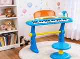 Keezi Kids Piano Keyboard 37 Keys Electronic Musical Instrument Set w/ Stool Microphone KPK-37-BL