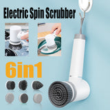 6in1 Electric Spin Scrubber Cordless Rechargeable Cleaning Brush with 6 Head Kit V201-BBZ5655WH8AU