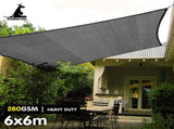 Wallaroo 280GSM Outdoor Sun Shade Sail Canopy Grey Square 6m x 6m GYSS-280-6X6