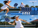 Dark Blue Fiberglass Pickleball Paddle Set - 4 Minimalist Paddles, 8 Balls, and 2 Carry Bags for V888-ELOSUNG47348