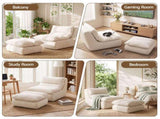 Artiss Lounge Chair Ottoman Single Sofa Couch Boneless Corduroy Chaise Footrest SB-C-OTT-WH