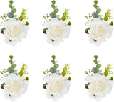 White Ivory Rose Wrist Corsage, Set of 6, Wedding Bridal Flower Corsage Hand Decor for Prom Party V1258-DP02-WO-561