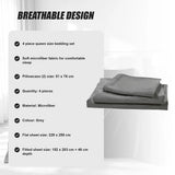 Microfiber Sheet Set 4 Piece Queen Light Grey Deep Pocket Bed Sheets Soft Breathable Easy Care V63-957861
