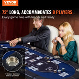 8 Player Foldable Poker Table, Blackjack Texas Holdem Poker Table with Padded Rails and Stainless V952-DZDTZDPKPZ8P95XDIV0