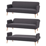 Merlin 3 Seater Sofa Futon Bed Fabric Lounge Couch - Charcoal V315-VOL-MERL-02