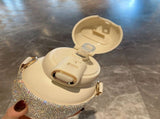 Cute Bunny Ear Diamond Studded Insulated Tumbler with Straw and Strap, Portable Large Capacity Water V1341-ZY-B9JDF2YL-WHITE