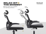 Work Office Chair - Lumber Support, Flip-up Armrest, Adjustable Headrest SITIO - Black V274-FT-OC-2656A-BK