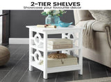 Sarantino Oliver 2-Tier Bedside Table - White TBL-48V-02-WH