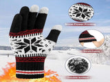 3 Pairs Touch Screen Gloves with Snow Flower Pattern, Warm Knit Winter Gloves Christmas Gifts V1189-LWWAL-20260325-00030