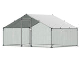 Metal Chicken Coop, 9.8x6.5x6.5ft Large Walk-in Chicken Runs with Cover, Spire Roof Hen House V952-JSJS322MJDDM8HJCX001V0