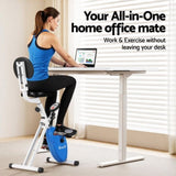Artiss Under Desk Folding X-Bike with 120cm Automatic Standing Desk Magnetic Resistance White SDEB-ET157-WH-120-DB02