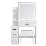 Levede Dressing Table Vanity Stool Set Sliding LED Mirror Makeup Storage Shelves White VM1035-WH-AU