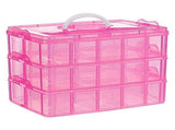 3-Tier Pink Craft Storage Container,Stackable Organizer Box with Dividers for Art Supplies,Beads, V1192-AZ-W-31833