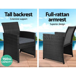 Gardeon 4 PCS Outdoor Sofa Set Rattan Chair Table Setting Garden Furniture Black ODF-RATTAN-4PC-AB-BK