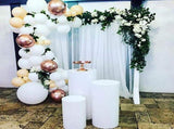 3PCS Display Stand Round Cylinder Pedestal w/ Balloon Set LED Strip Wedding AU V201-CYL0003WH8AU