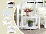 Gardeon Outdoor Coffee Side Table HDPE Desk Corner Shower Stool Bench Seat with Storage Shelf White FF-BEACH-DESK-HECOR-WH